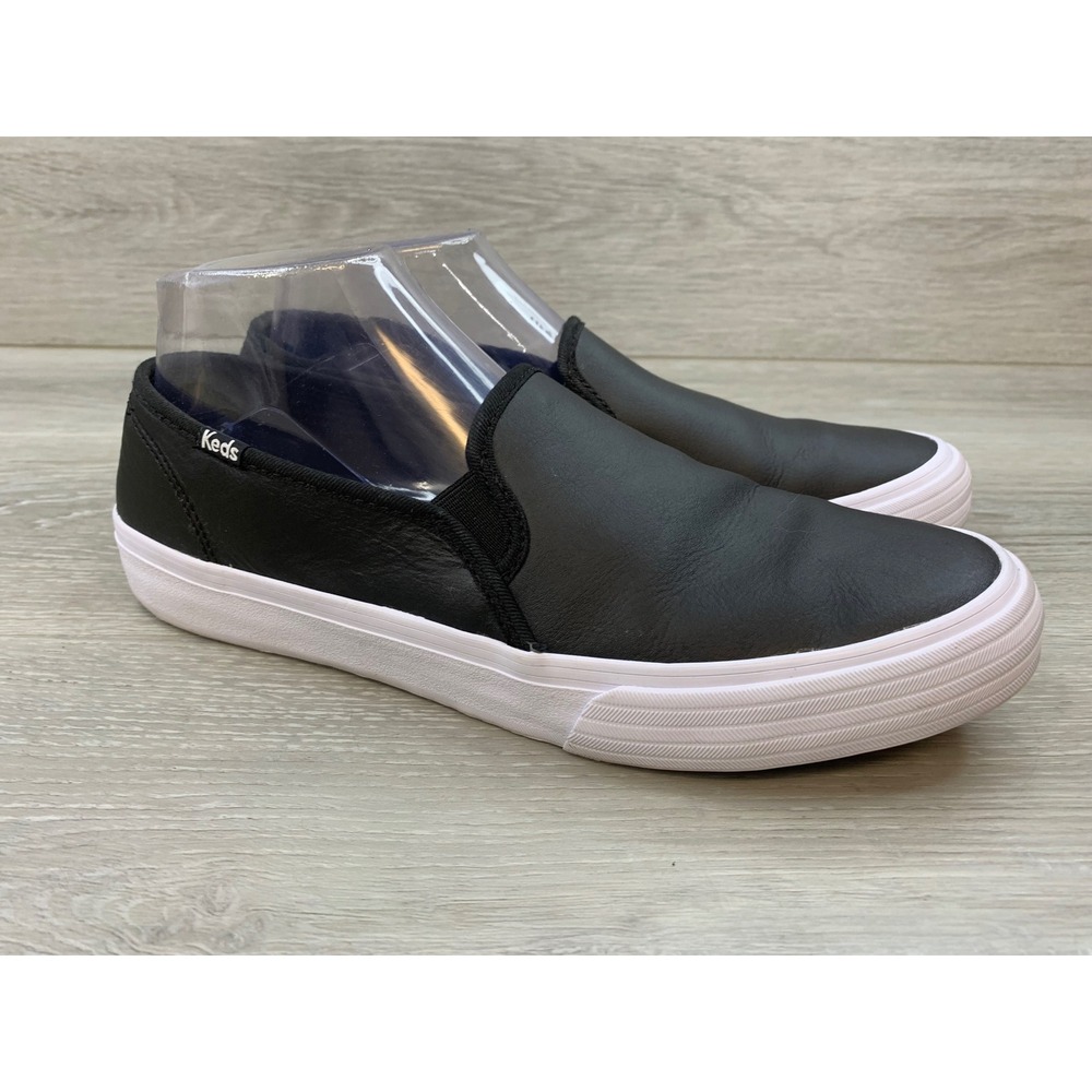Keds Double Decker Women's Black Leather Slip On Sneakers 10 Casual Shoes